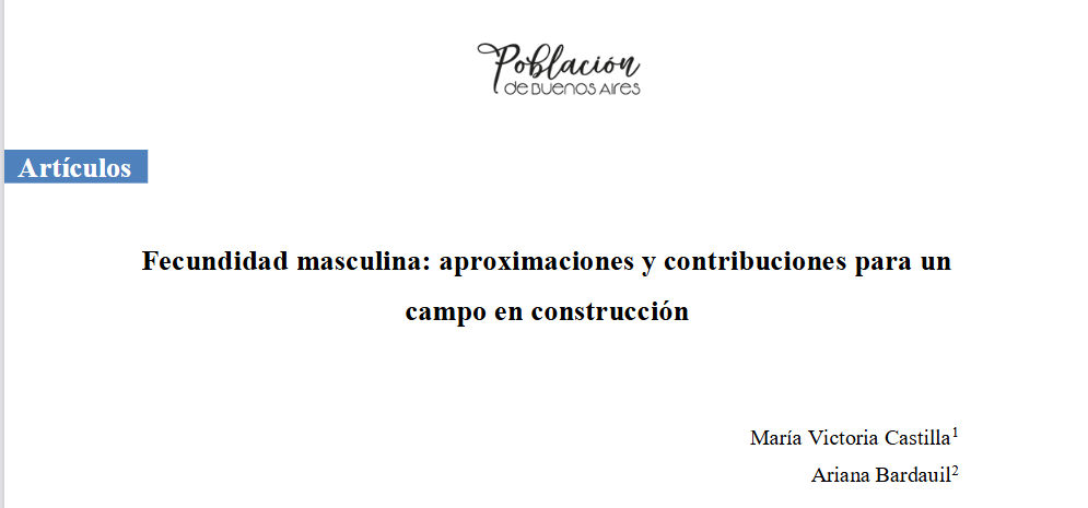 Fecundidad masculina: aproximaciones y contribuciones para un campo en construcción